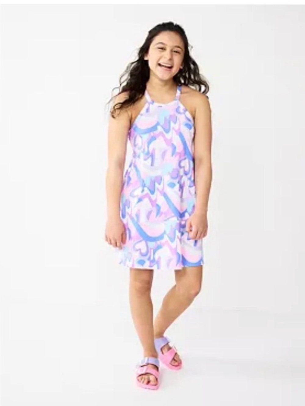 Girl's👧🏻Tek Gear Soft Tek Dress👗Bold Geo Pastels Sz XL (14/16)